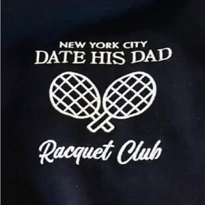 Crewneck Sweatshirt with White Tennis Racket Graphic and Text